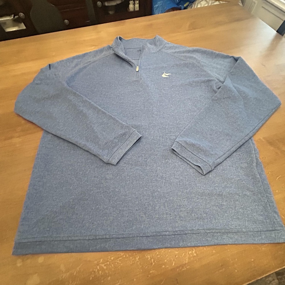 Peter Millar Seaside Wash Pullover Mens 2XL Blue Quarter Zip Floral Shirt Golf